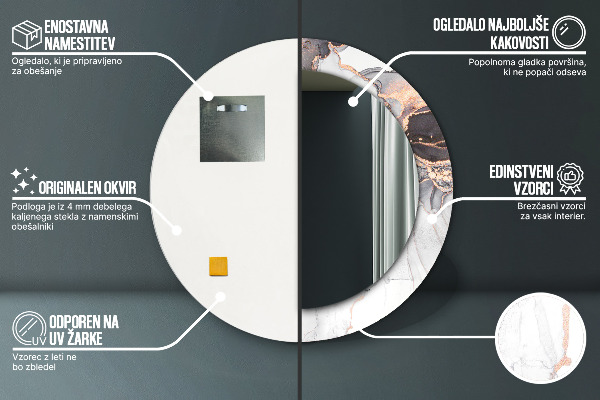 Espejo redondo con decoración Líquido abstracto