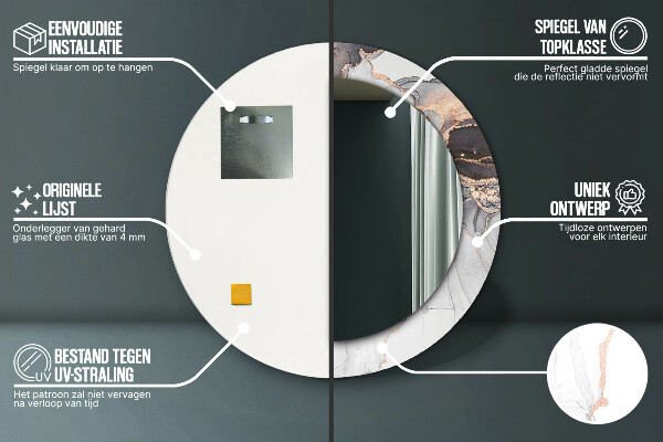 Espejo redondo con decoración Líquido abstracto