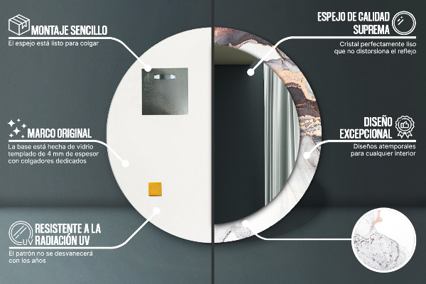 Espejo redondo con decoración Líquido abstracto