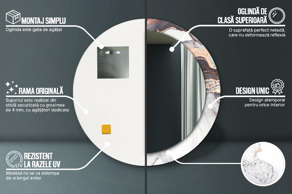 Espejo redondo con decoración Líquido abstracto