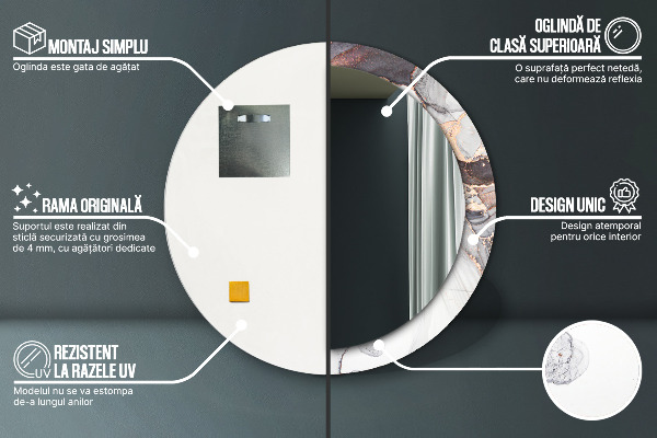 Espejo redondo con decoración Líquido abstracto