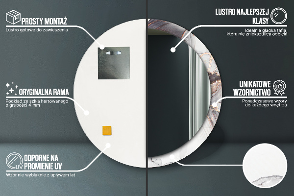 Espejo redondo con decoración Líquido abstracto