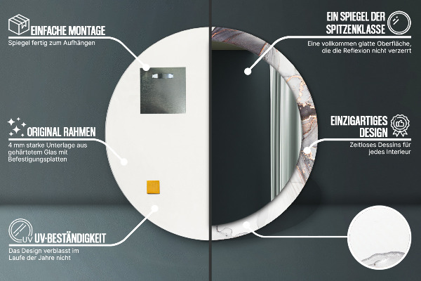 Espejo redondo con decoración Líquido abstracto