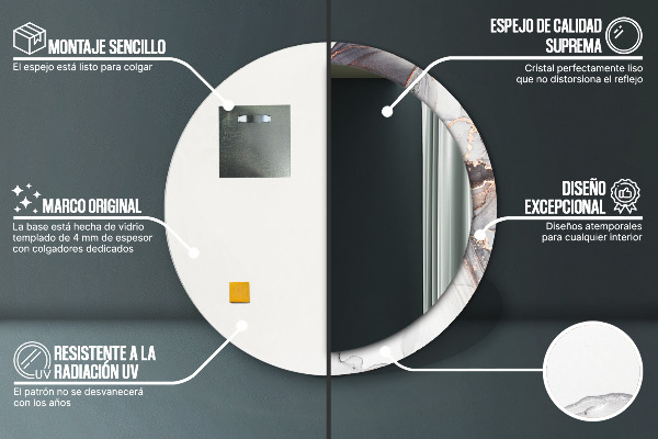 Espejo redondo con decoración Líquido abstracto