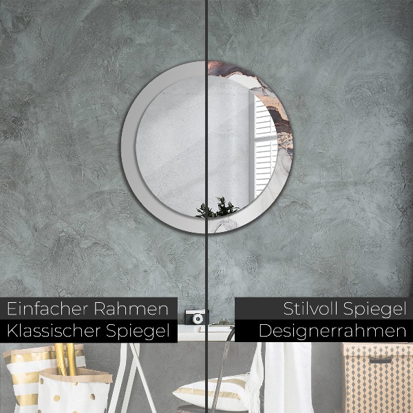 Espejo redondo con decoración Líquido abstracto