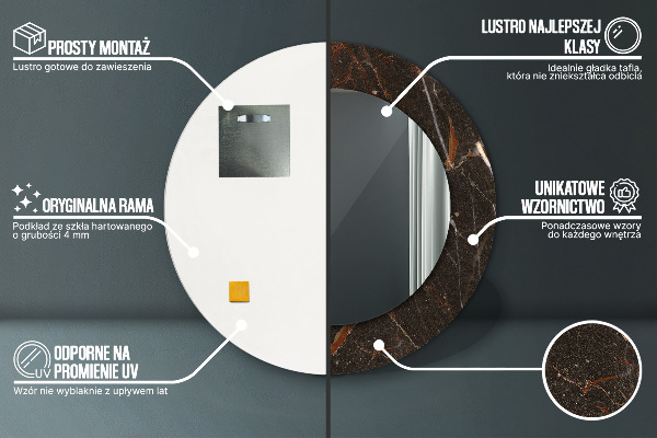 Espejo redondo con decoración Superficie metálica