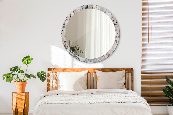 Espejo redondo con decoración Animales abstractos