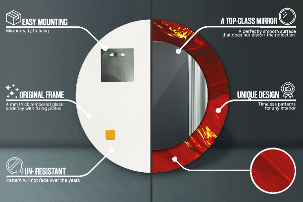 Espejo redondo impreso decorativo redondo Mármol rojo