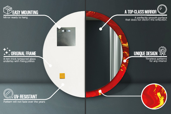 Espejo redondo impreso decorativo redondo Mármol rojo