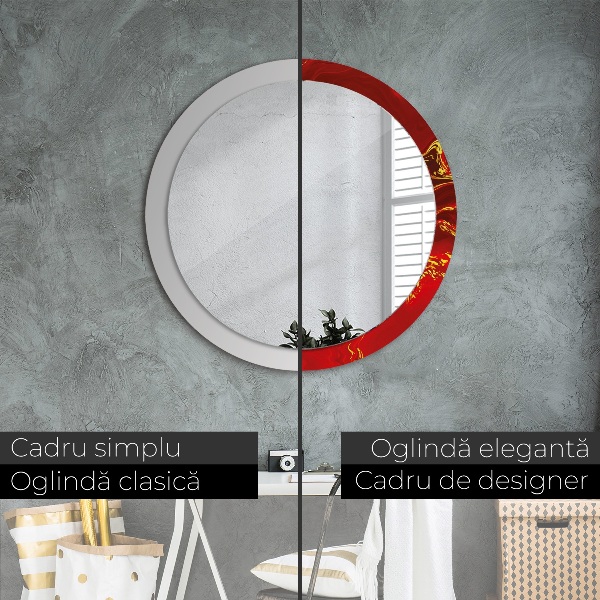 Espejo redondo impreso decorativo redondo Mármol rojo