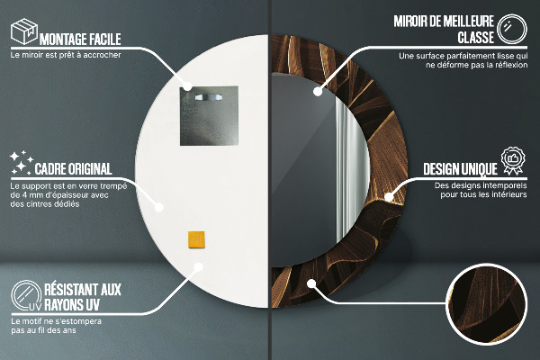 Espejo redondo impreso decorativo redondo Hojas marrones de plátano