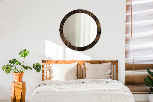 Espejo redondo impreso decorativo redondo Hojas marrones de plátano