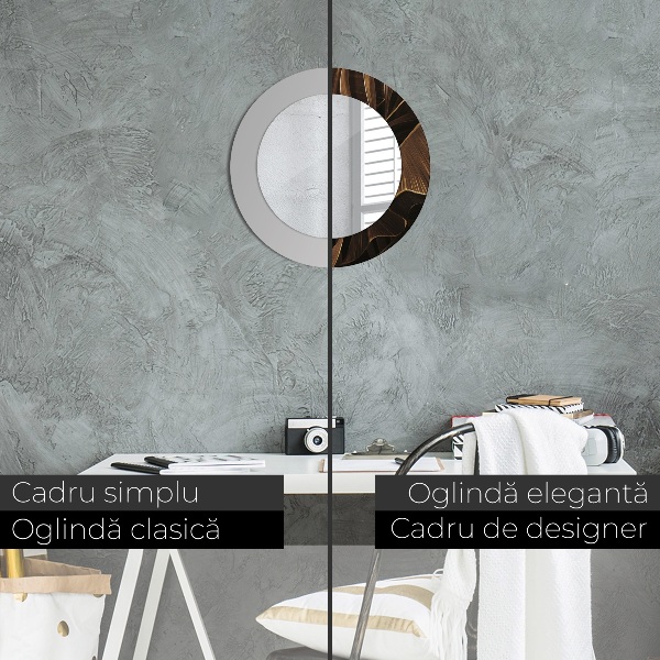 Espejo redondo impreso decorativo redondo Hojas marrones de plátano