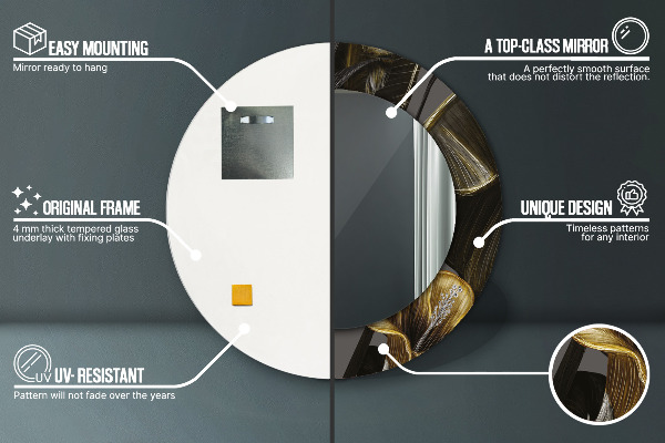 Espejo redondo impreso decorativo redondo Flores hibiscus