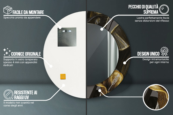 Espejo redondo impreso decorativo redondo Flores hibiscus