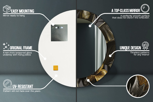 Espejo redondo impreso decorativo redondo Flores hibiscus