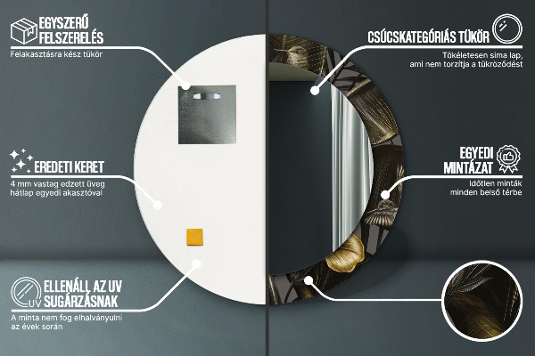 Espejo redondo impreso decorativo redondo Flores hibiscus