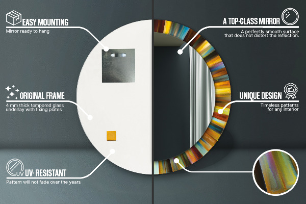 Espejo redondo impreso decorativo redondo Patrón radial abstracto