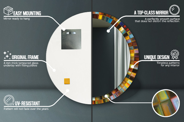 Espejo redondo impreso decorativo redondo Patrón radial abstracto