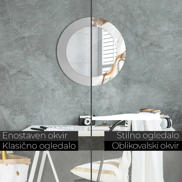 Espejo redondo marco estampado Mármol claro