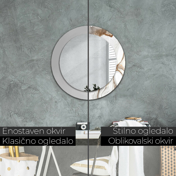 Espejo redondo marco estampado Mármol claro