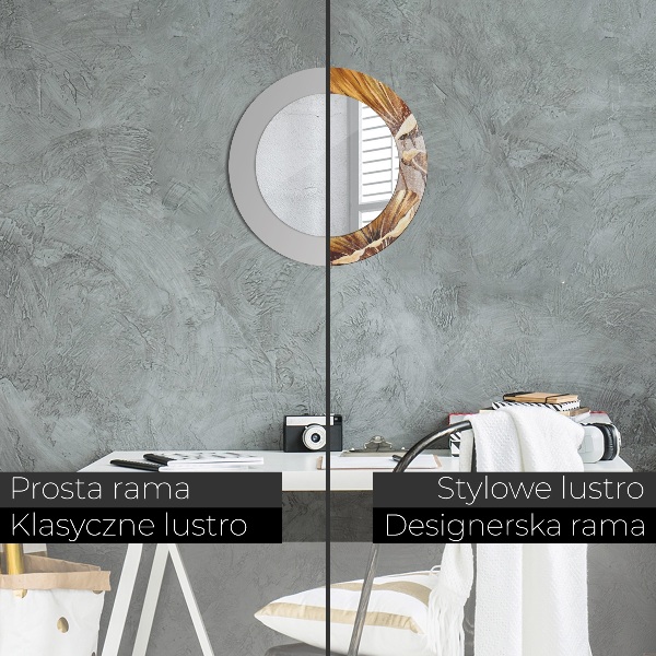 Espejo redondo marco estampado Hojas doradas