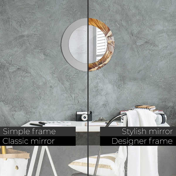 Espejo redondo marco estampado Hojas doradas