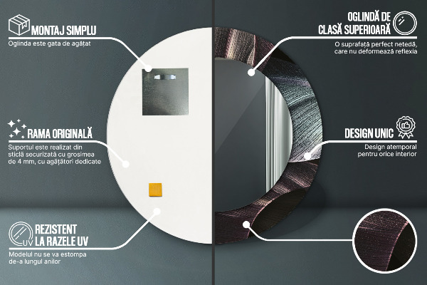 Espejo redondo marco estampado Hojas tropicales oscuras