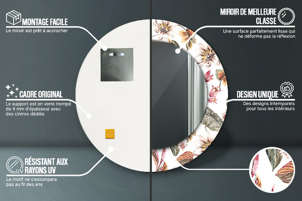 Espejo redondo marco estampado Flores antiguas