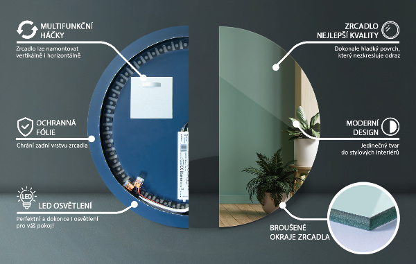 Redondo espejo LED fi 60 cm