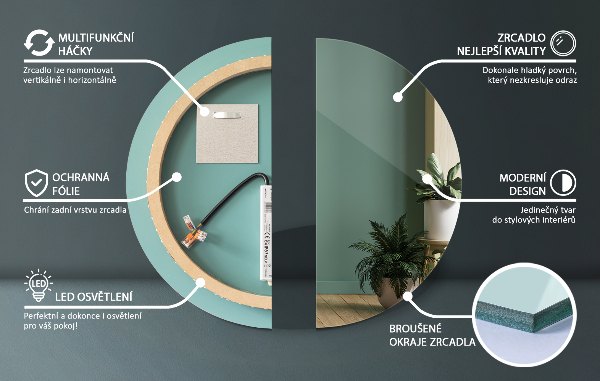 Espejo de baño redondo con luz led fi 40 cm