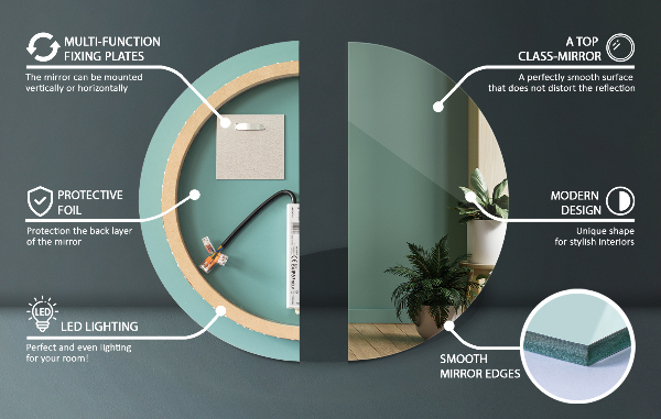 Espejo de baño redondo con luz led fi 40 cm