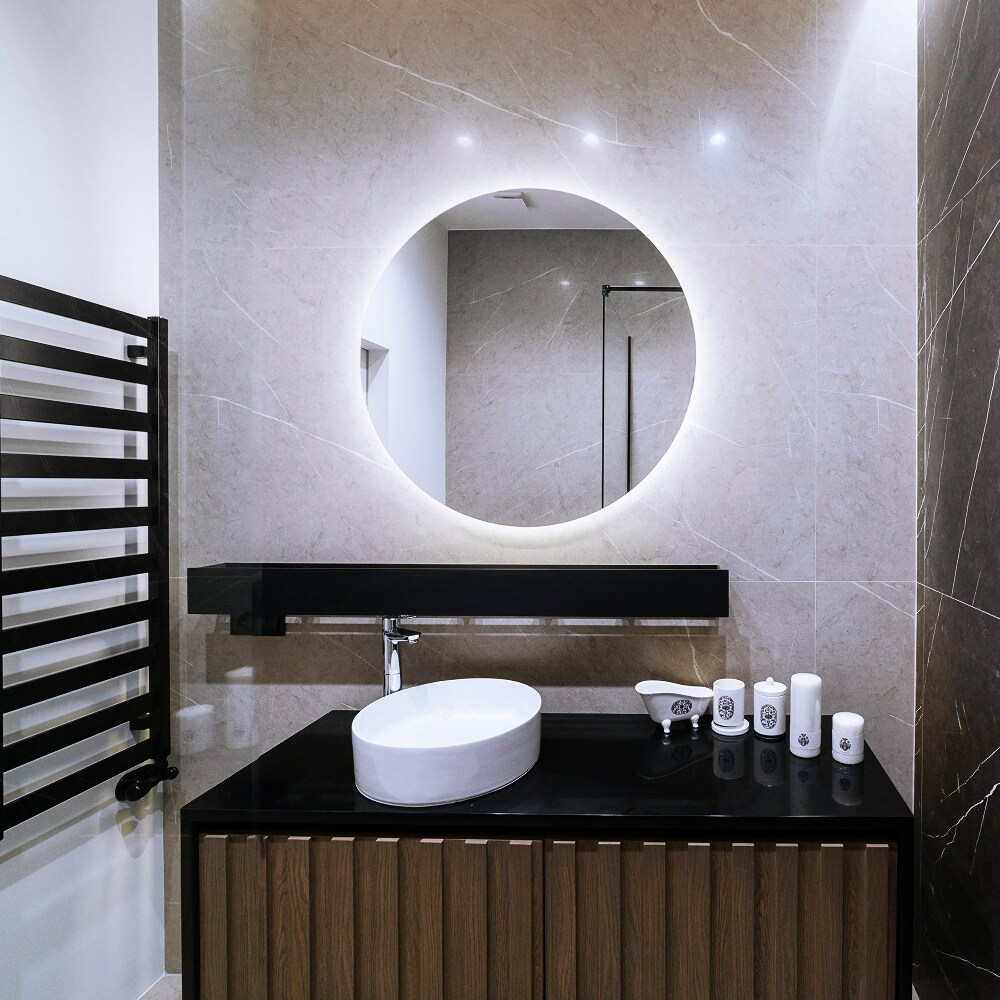 DIDIDADA Espejo LED redondo de baño de 40 pulgadas con luces  retroiluminadas de 40 pulgadas, espejo de tocador de baño redondo para  pared, espejo