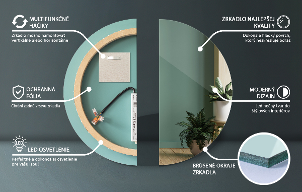 Rendo espejo de baño con luz led fi 80 cm