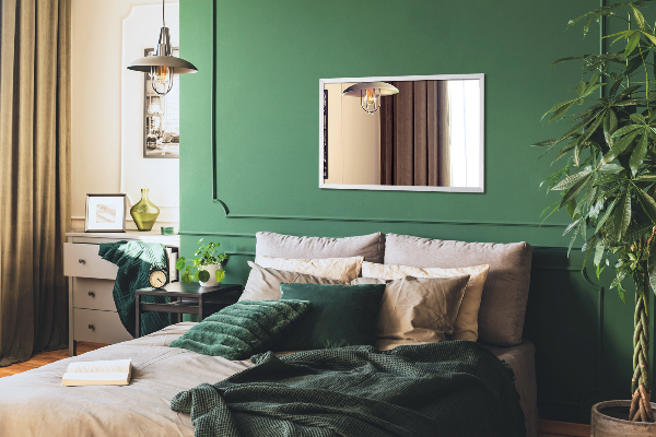 Espejo decorativo rectangular con marco blanco 50x50 cm