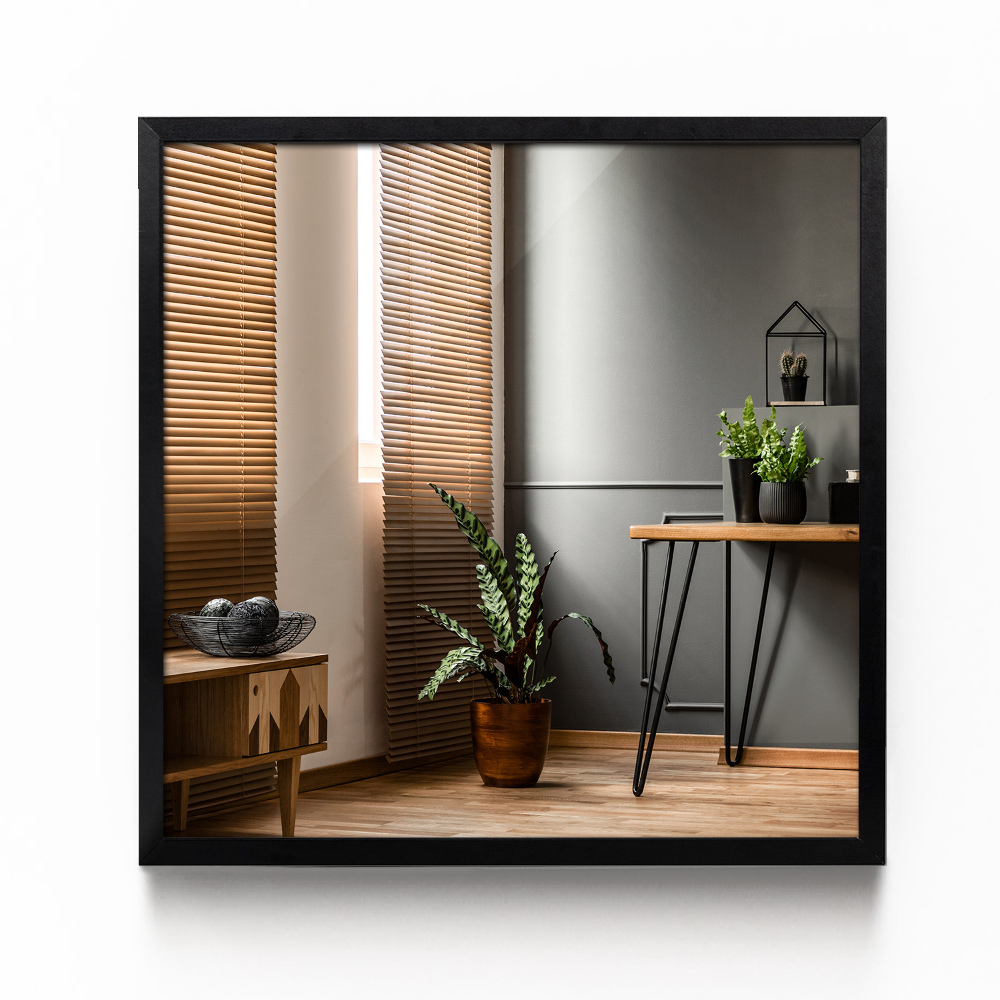 Espejo rectangular dormitorio con marco negro MDF 50x50 cm