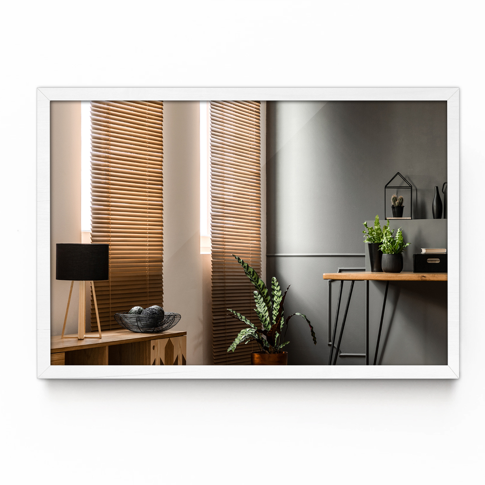 Rectangular espejo marco blanco MDF de dormitorio 70x50 cm