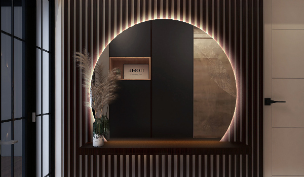 Espejo circulo cortado LED 63x70 cm