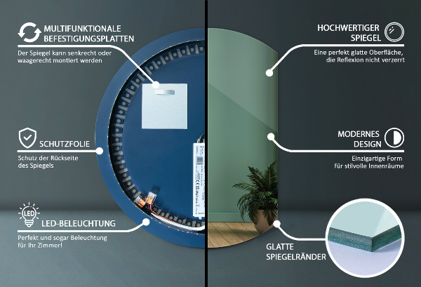 Espejo cortado irregular LED 74x90 cm