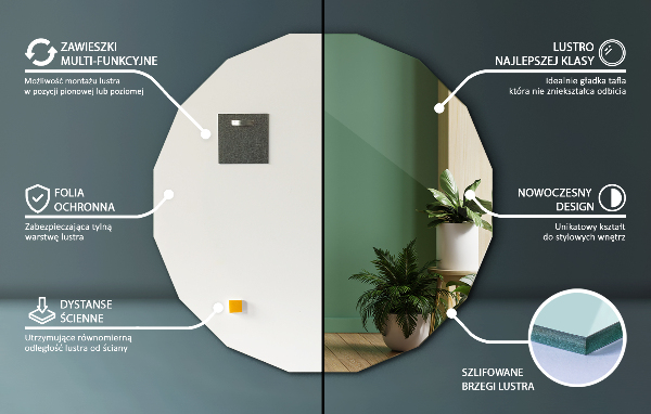  Espejo geométrico estética 80x80 cm