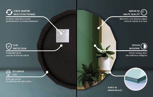 Espejo poligonal LED 60x60 cm