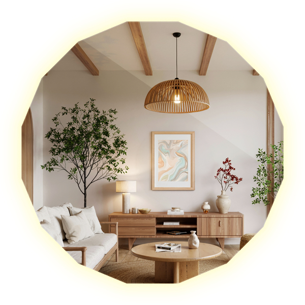 Espejo poligonal LED 80x80 cm