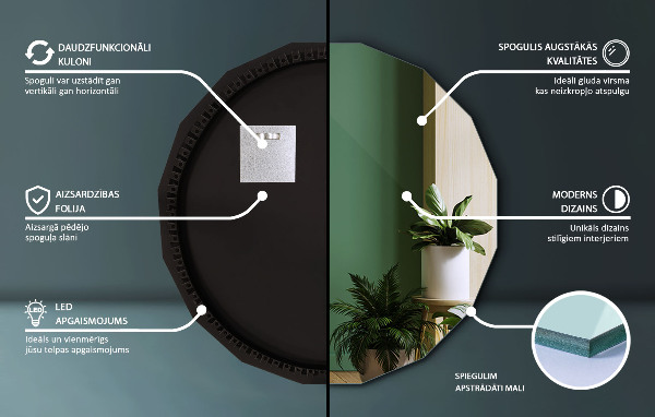 Espejo poligonal LED 80x80 cm