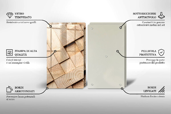 Protector pared cocina Cuadrados de madera