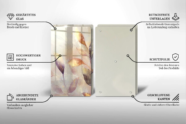 Protector pared cocina Hojas boho pintadas