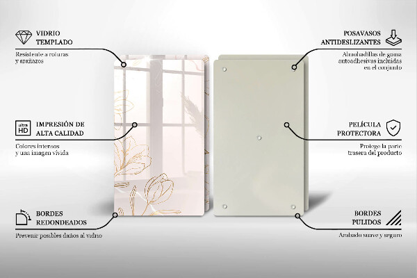 Protector pared cocina Contornos de flores