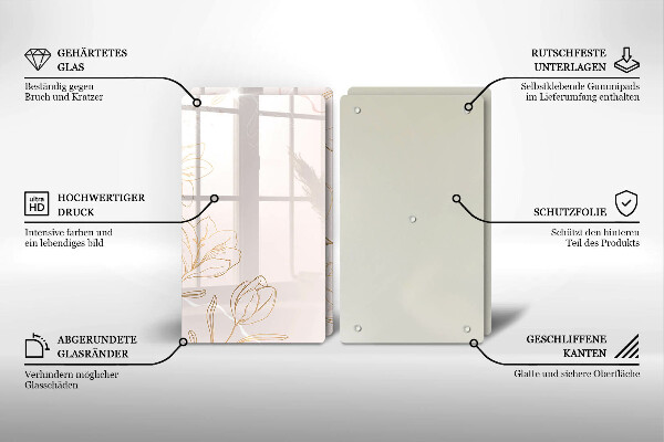 Protector pared cocina Contornos de flores