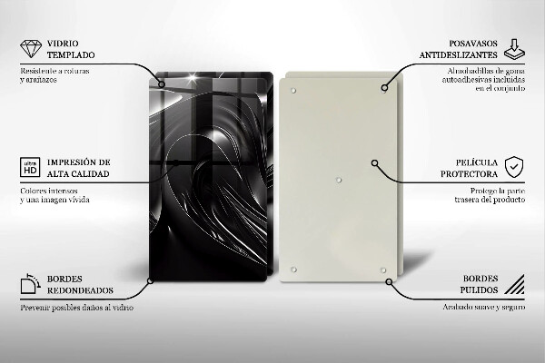 Protector pared cocina Masa negra abstracta