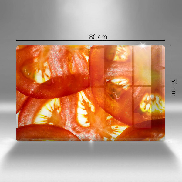 Tapa encimera Una rodaja de tomate rojo