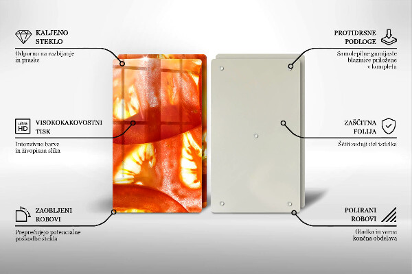 Tapa encimera Una rodaja de tomate rojo